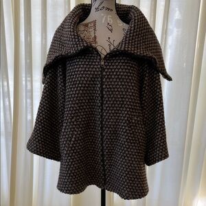 Zara Chocolate Textured Cape Coat